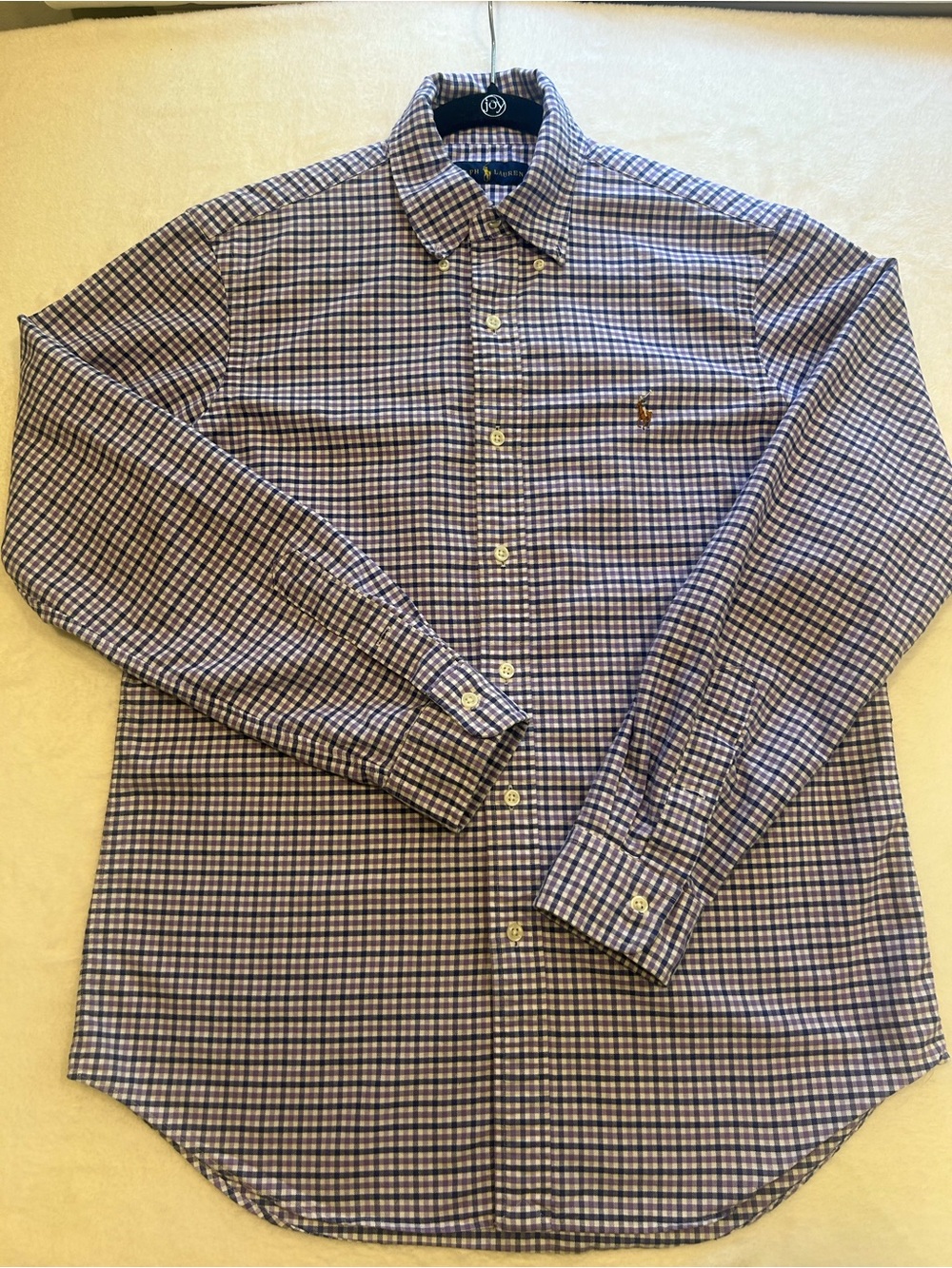 Ralph Lauren Men’s M Blue Purple Gingham Cotton Long Sleeve Button Down Shirt